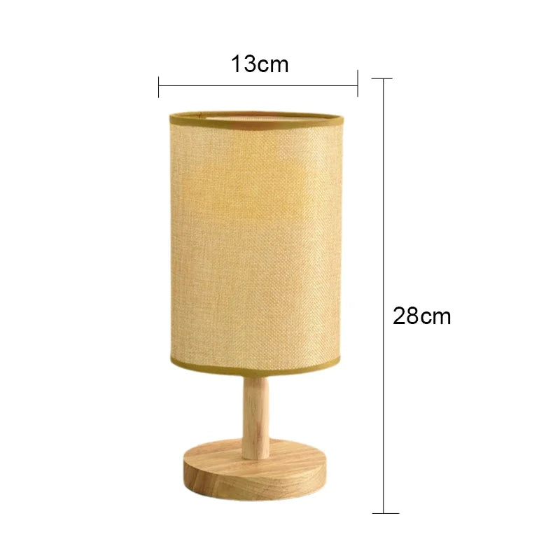 Abajur de Mesa LED com USB em Linho e Madeira | Ericeira