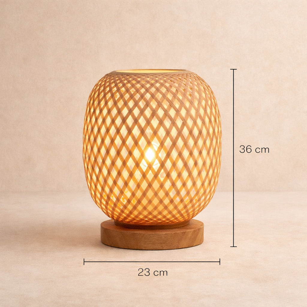 Abajur de Mesa em Bambu para Quarto e Sala com Luz Aconchegante | Tulum
