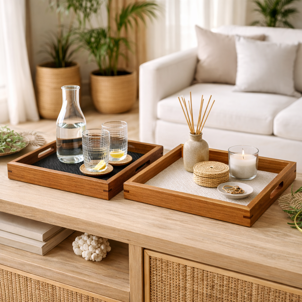 Bandeja de Madeira Decorativa para Servir e Organizar | Cannes