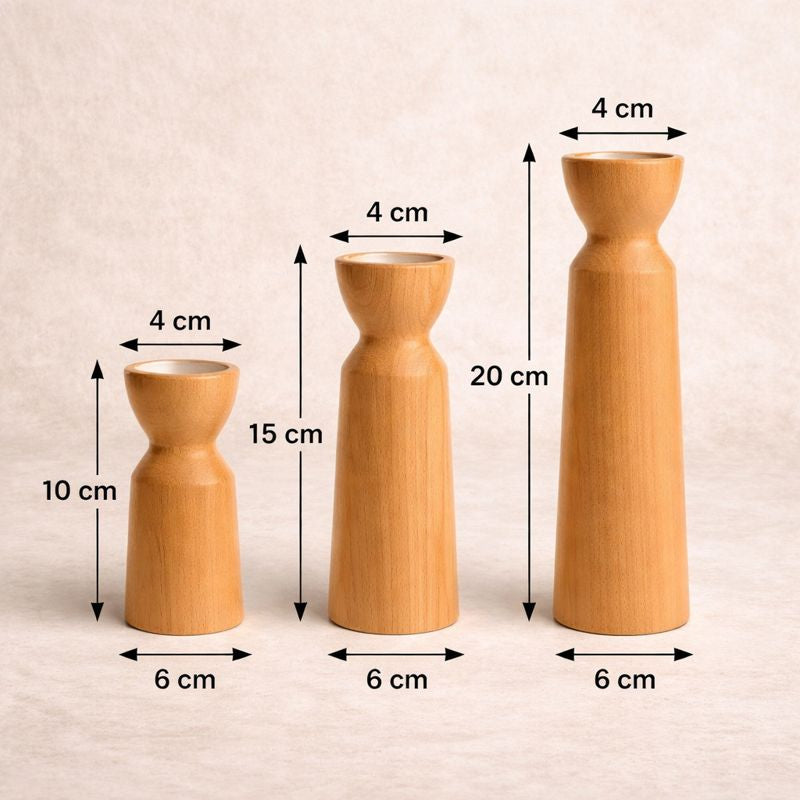Castiçal de Madeira para Vela Decorativo para Sala e Mesa com Design Minimalista | Cadaqués