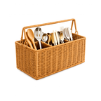 Porta Talheres de Mesa com Divisórias para Cozinha Estilo Rattan