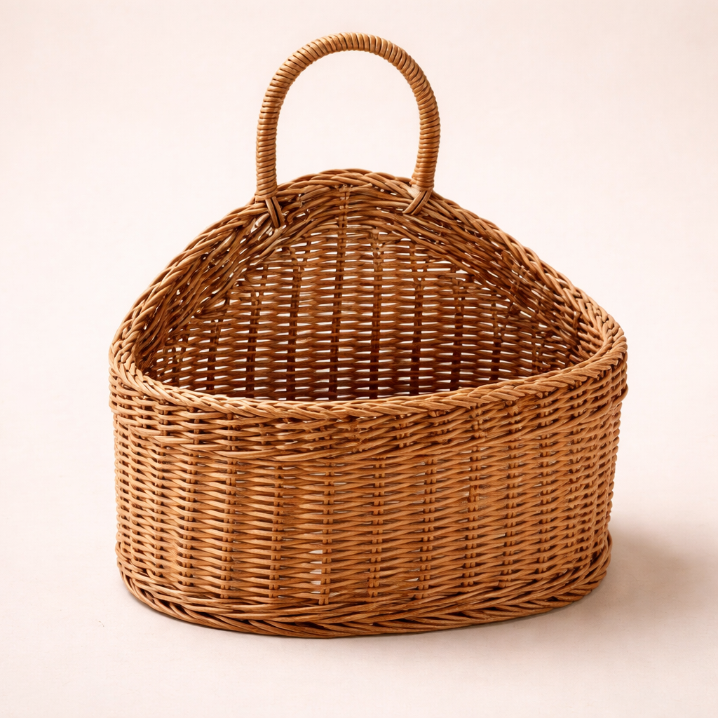 Cesto Organizador de Palha Artesanal Rattan para Sala e Cozinha com Alça Versátil | Antibes