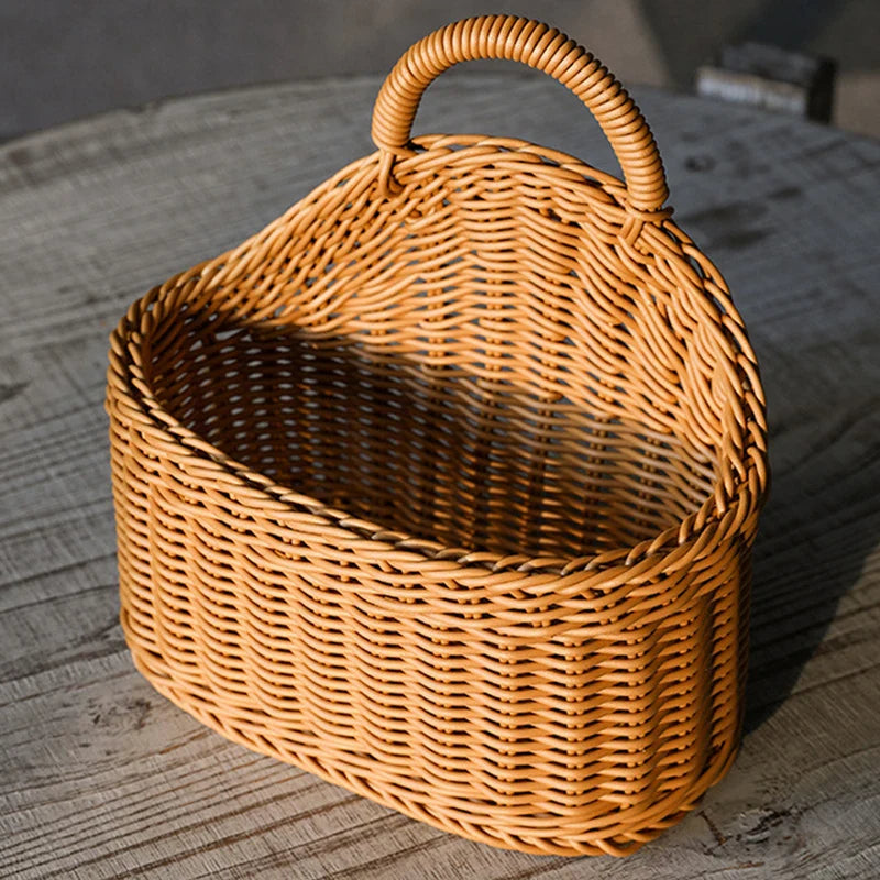 Cesto Organizador de Palha Artesanal Rattan para Sala e Cozinha com Alça Versátil | Antibes