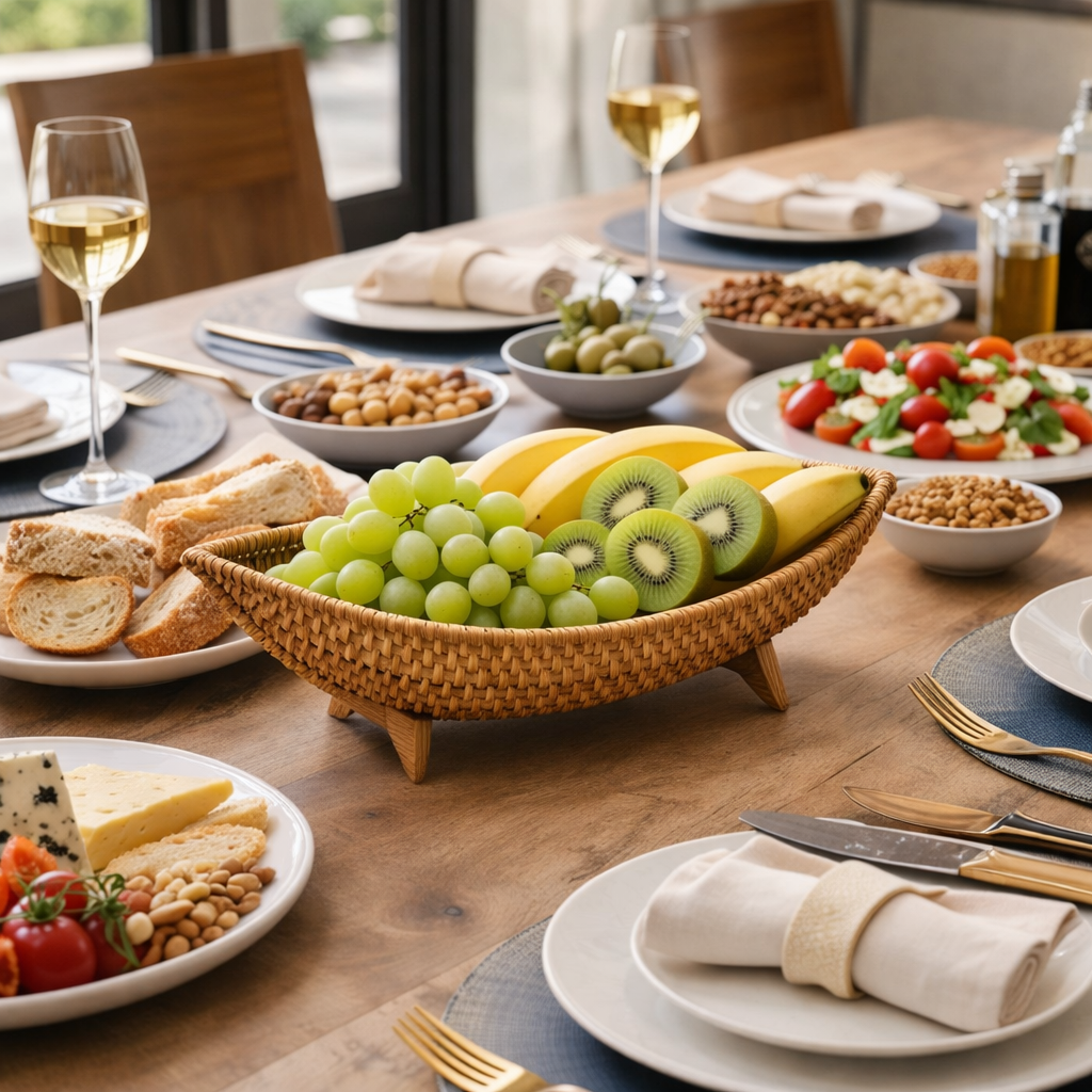 Fruteira Decorativa de Mesa Trançada à Mão para Cozinha e Sala de Jantar – Comporta 6