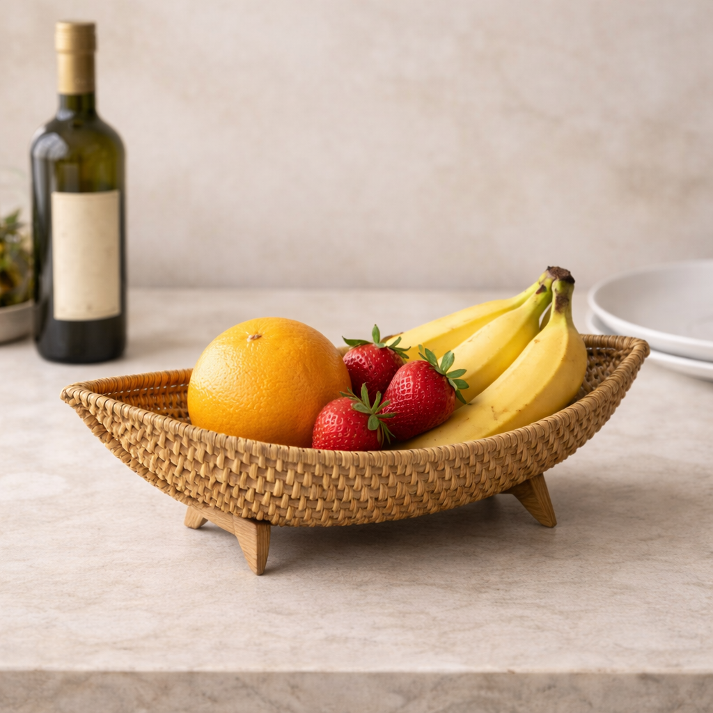 Fruteira Decorativa de Mesa Trançada à Mão para Cozinha e Sala de Jantar – Comporta 3