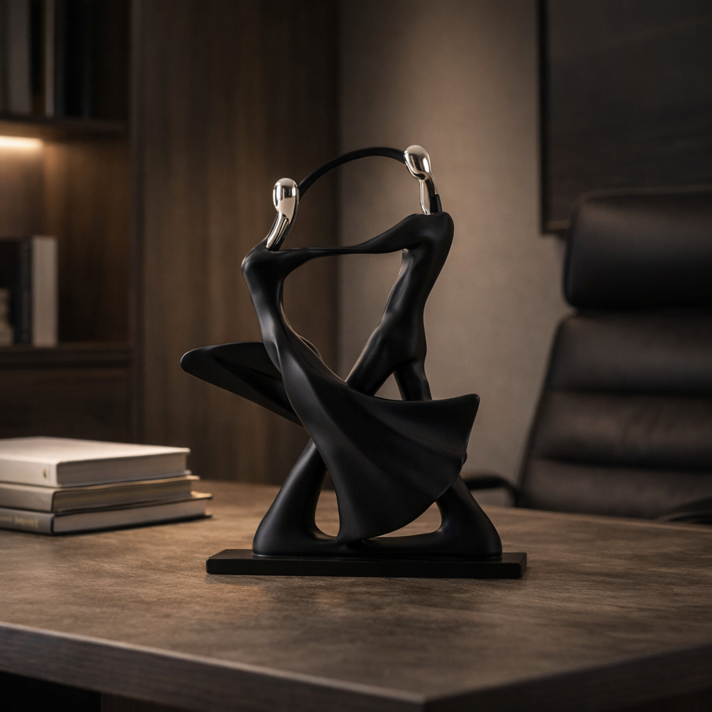 Escultura Abstrata Decorativa de Casal em Resina | Essenza