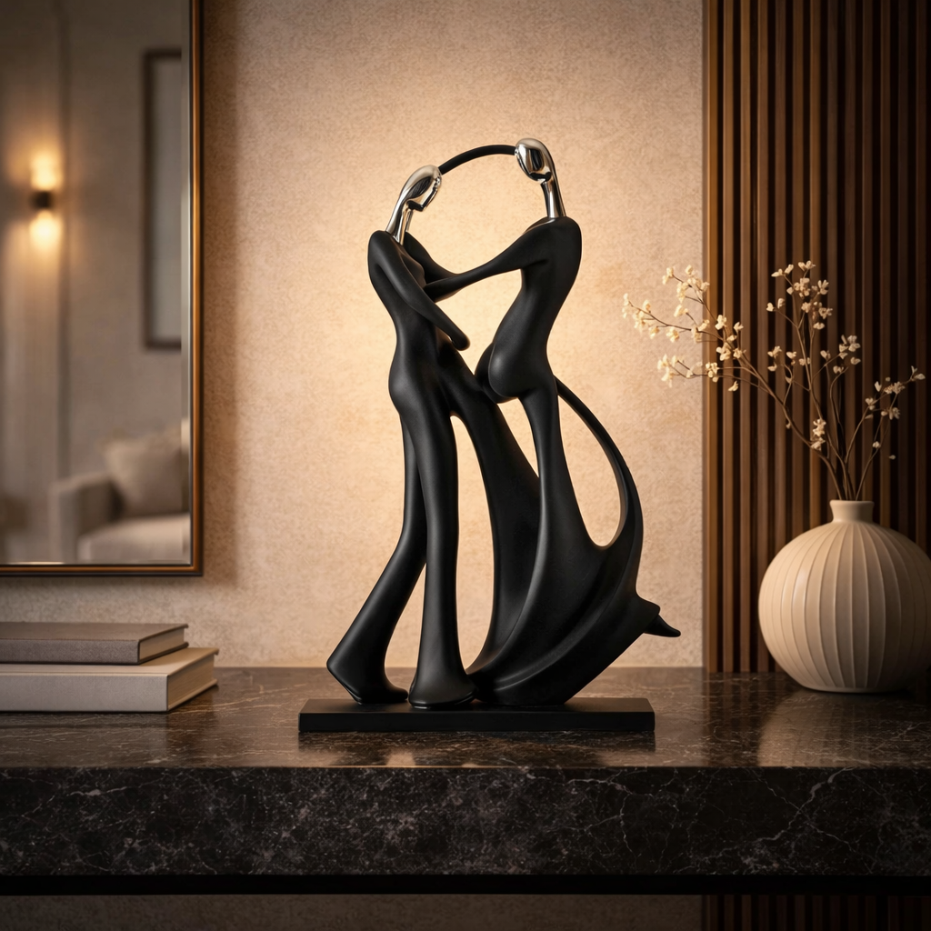 Escultura Abstrata Decorativa de Casal em Resina | Essenza
