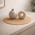 Sousplat artesanal redondo 38cm fibra natural para decoração de sala