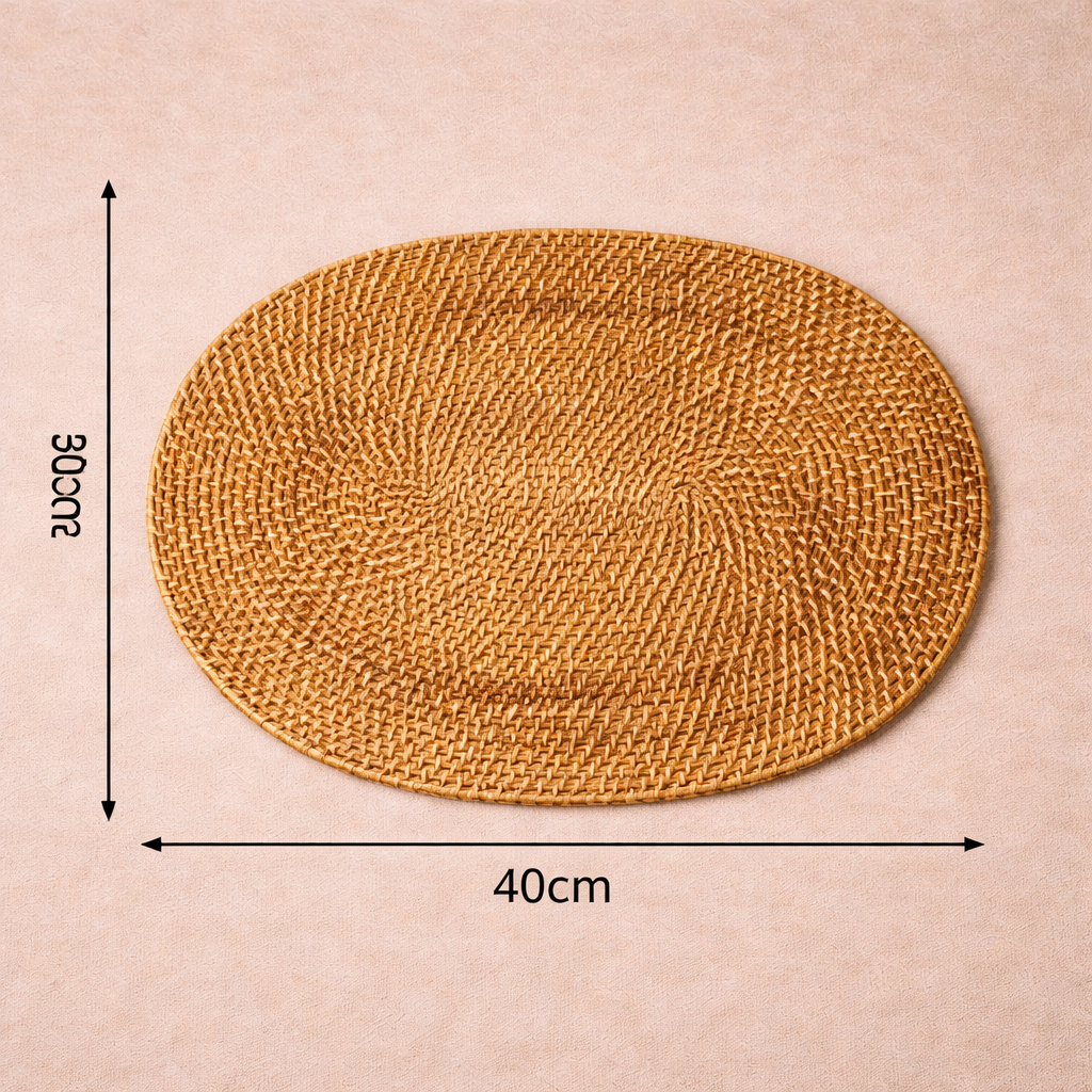 Jogo Americano Redondo e Oval de Mesa Rattan para Mesa Posta|Toscana