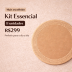Kit Essencial 8 peças jogo americano linho rattan mesa decorada
