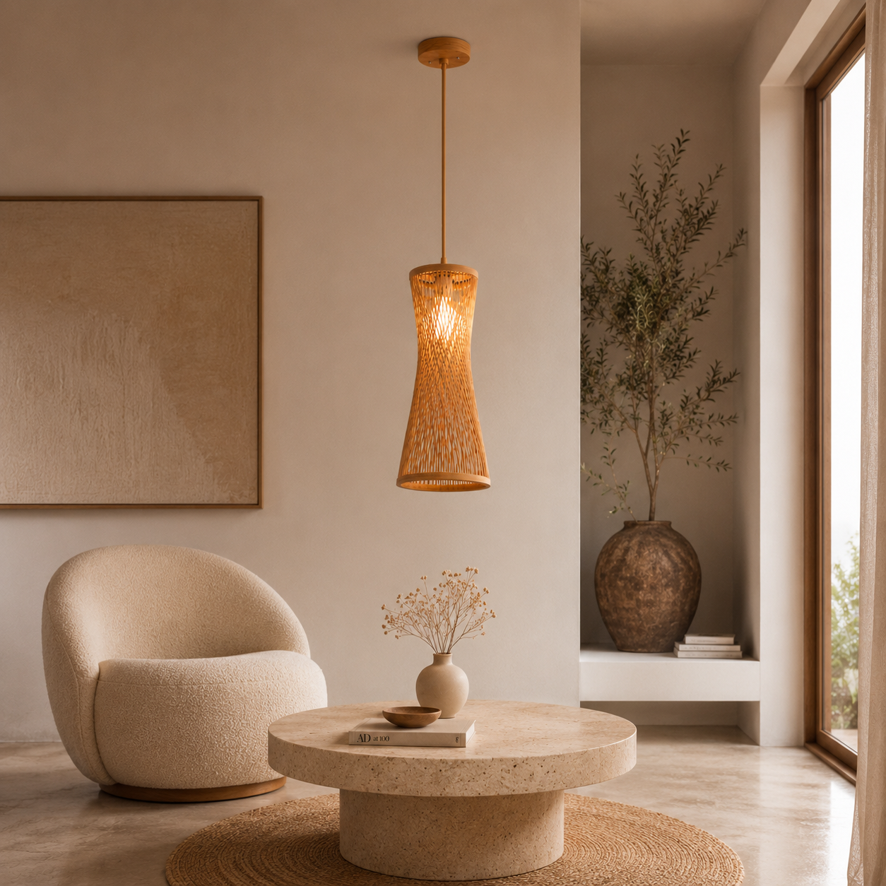 Luminária Led Pendente de Bambu Japonesa | Itacaré