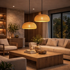 Luminária Pendente de Bambu Trançado para Sala de Jantar e Ambientes Sofisticados – Saint-Tropez
