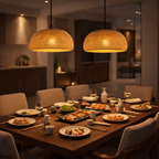 Luminária Pendente de Bambu Trançado para Sala de Jantar e Ambientes Sofisticados – Saint-Tropez