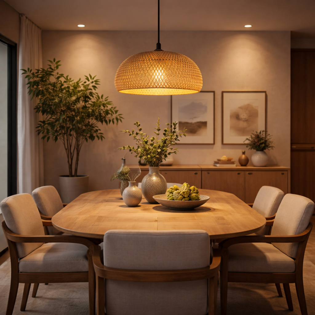  Luminária Pendente de Bambu Trançado para Sala de Jantar e Ambientes Sofisticados – Saint-Tropez