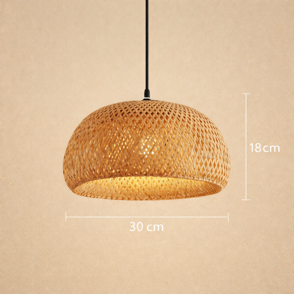 Luminária Pendente de Bambu Trançado para Sala de Jantar e Ambientes Sofisticados – Saint-Tropez