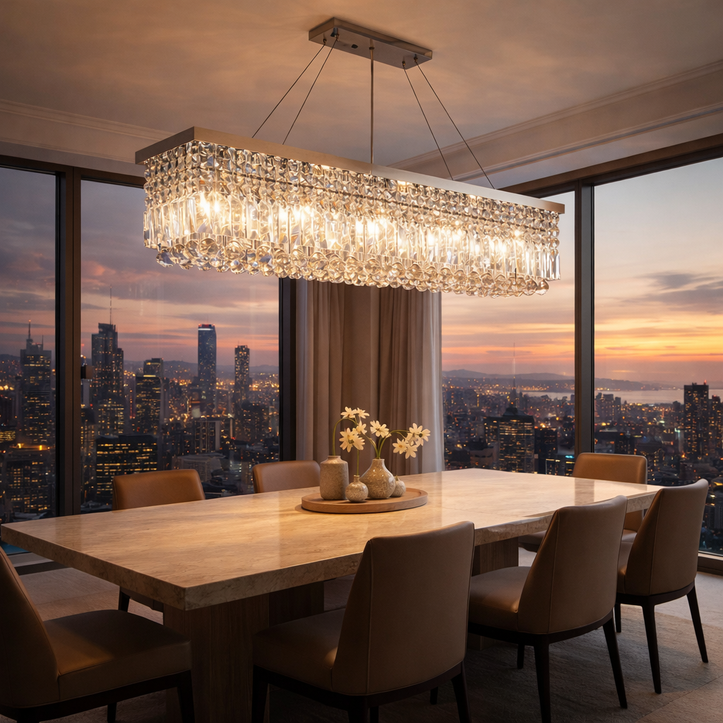 Lustre de Cristal LED para Sala de Jantar Moderno | Élysée