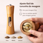 Moedor de Pimenta e Sal em Madeira para Cozinha com Ajuste de Moagem e Visor Transparente | Geneva