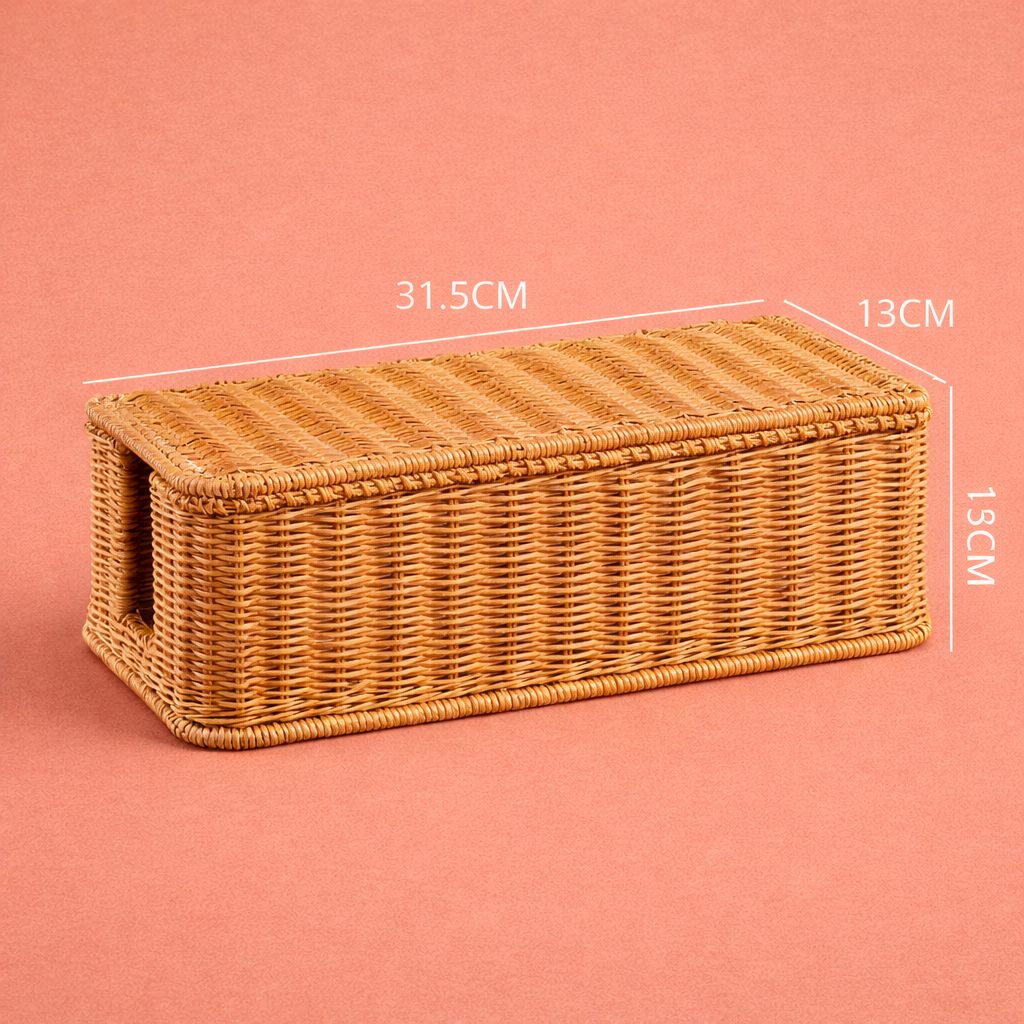 Organizador de Fios e Cabos em Rattan para Mesa e Escritório | Noosa