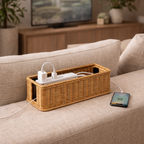 Organizador de Fios e Cabos em Rattan para Mesa e Escritório | Noosa