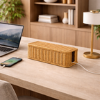 Organizador de Fios e Cabos em Rattan para Mesa e Escritório | Noosa
