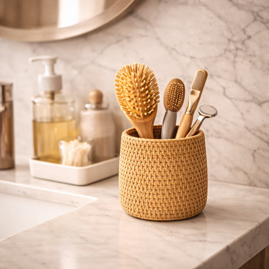 Organizador de Mesa em Rattan Kit 4 Porta Lápis, Objetos | Lecce 4