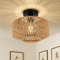 Plafon de Teto em Rattan para Sala com Luz difusa | Menorca 6