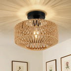 Plafon de Teto em Rattan para Sala com Luz difusa | Menorca 6