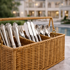 Porta Talheres de Mesa com Divisórias para Cozinha Estilo Rattan | Firenze