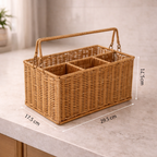 Porta Talheres de Mesa com Divisórias para Cozinha Estilo Rattan | Firenze