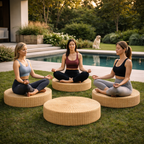 Pufe de Chão Redondo para Sala e Meditação Estilo Tatami Natural | Tokio