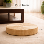 Pufe de Chão Redondo para Sala e Meditação Estilo Tatami Natural | Tokio