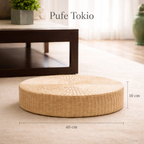 Pufe de Chão Redondo para Sala e Meditação Estilo Tatami Natural | Tokio