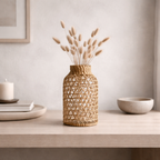 Vaso Decorativo de Vidro com Fibra Natural | Kyoto