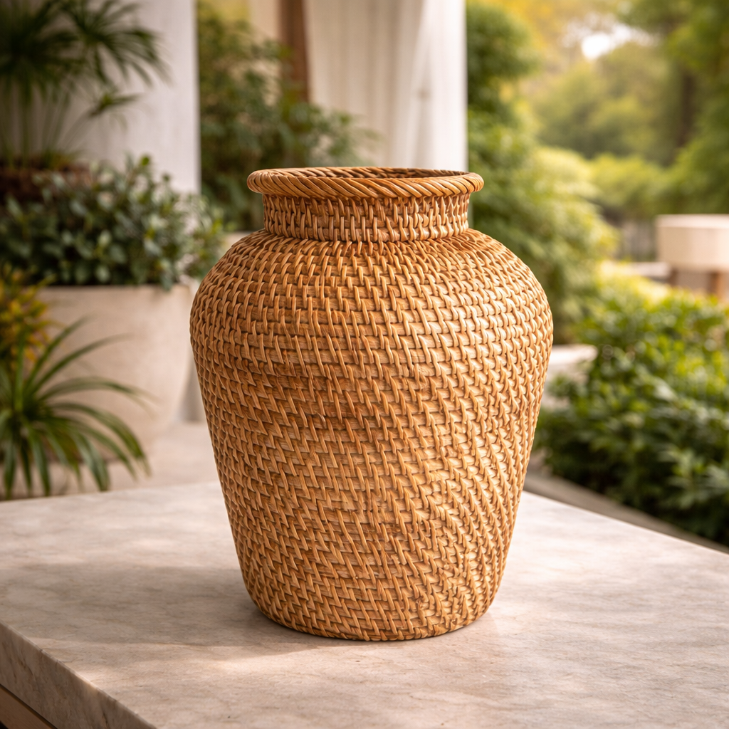 Vaso Decorativo de Vime para Mesa e Sala com Design Artesanal | Positano