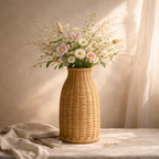 Vaso Decorativo em Fibra Natural para Sala e Mesa | Uji