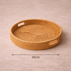 Bandeja Decorativa de Rattan para Café da Manhã 30 cm