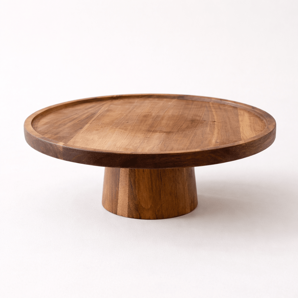 Boleira de Madeira Alta para Bolo e Frutas Decorativa