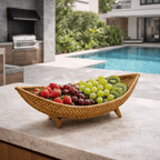Fruteira Decorativa Trançada à Mão em Fibra Natural