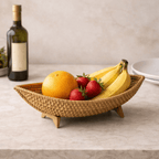 Fruteira Decorativa Trançada à Mão em Fibra Natural