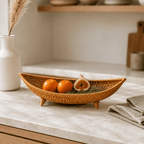 Fruteira Decorativa Trançada à Mão em Fibra Natural