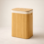 Cesto de Roupa em Bambu Natural com Tampa 70 Litros