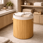 Cesto de Roupa em Bambu Natural com Tampa 70 Litros