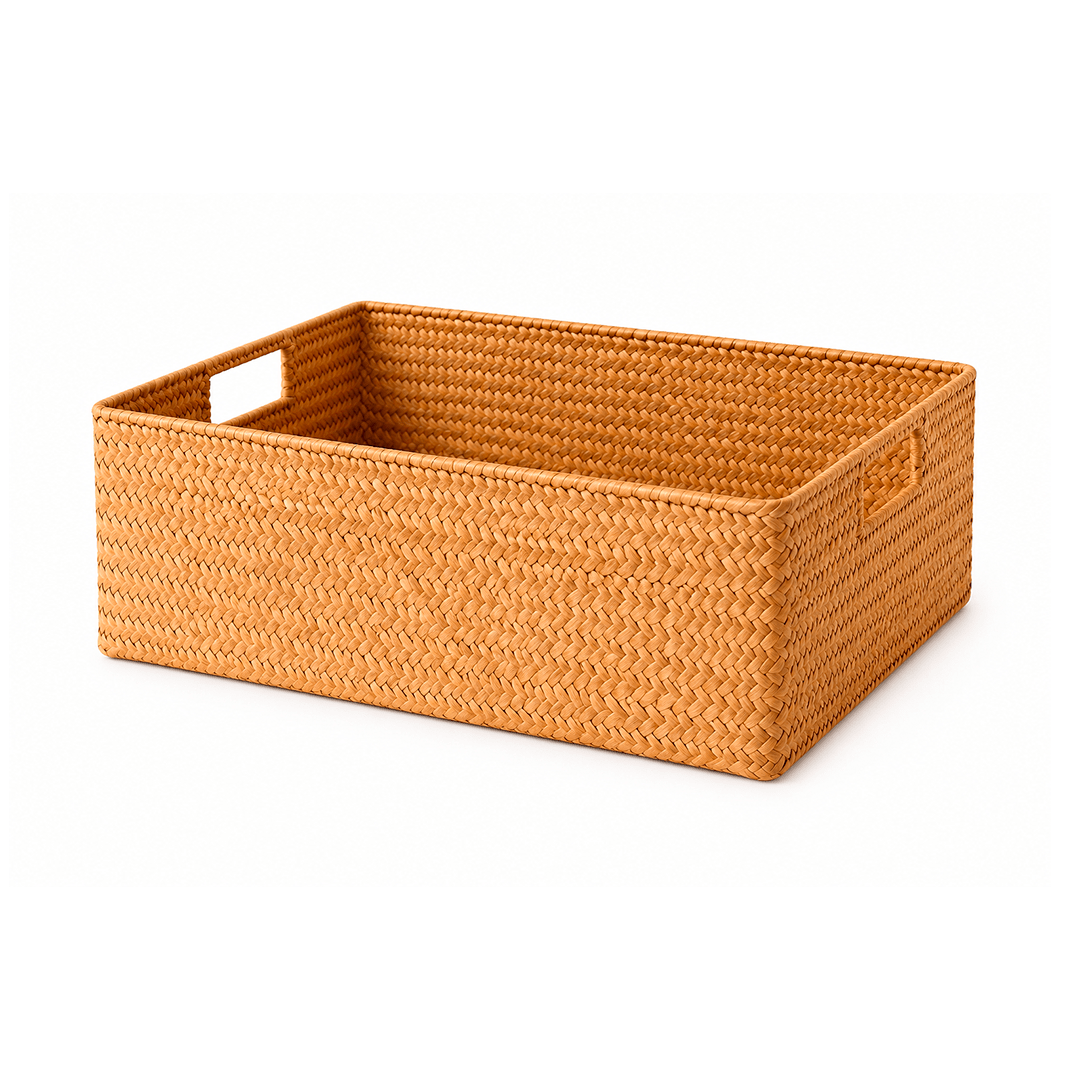 Cesto Organizador de Rattan para Banheiro e Casa