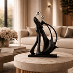 Escultura Abstrata de Casal em Resina para Decoração