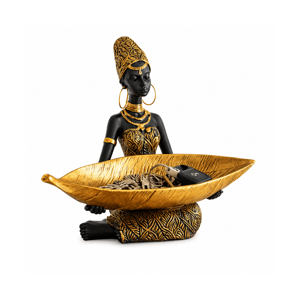 Escultura Decorativa de Mesa com Bandeja Funcional