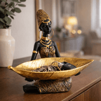 Escultura Decorativa de Mesa com Bandeja Funcional