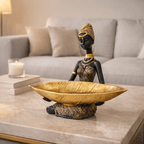 Escultura Decorativa de Mesa com Bandeja Funcional