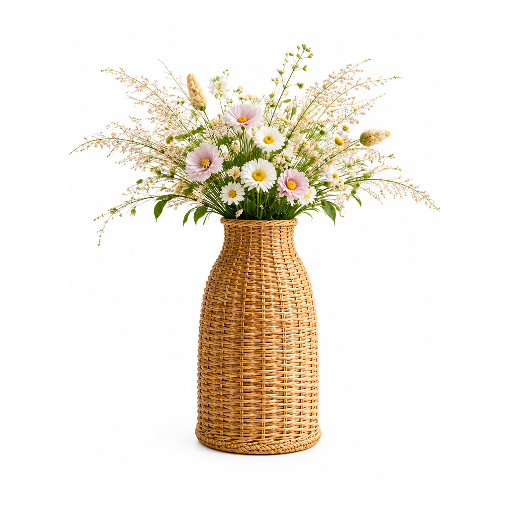 Vaso Decorativo em Fibra Natural para Sala e Mesa | Uji 1