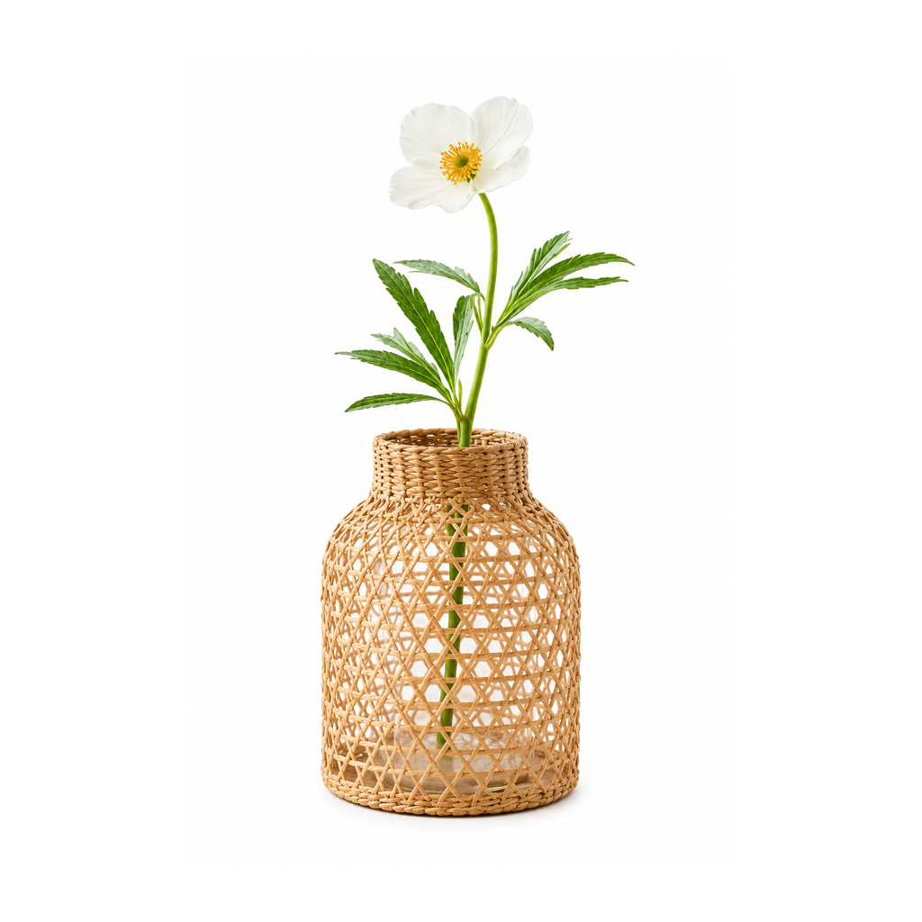 Vaso Decorativo de Vidro com Fibra Natural | Kyoto 1