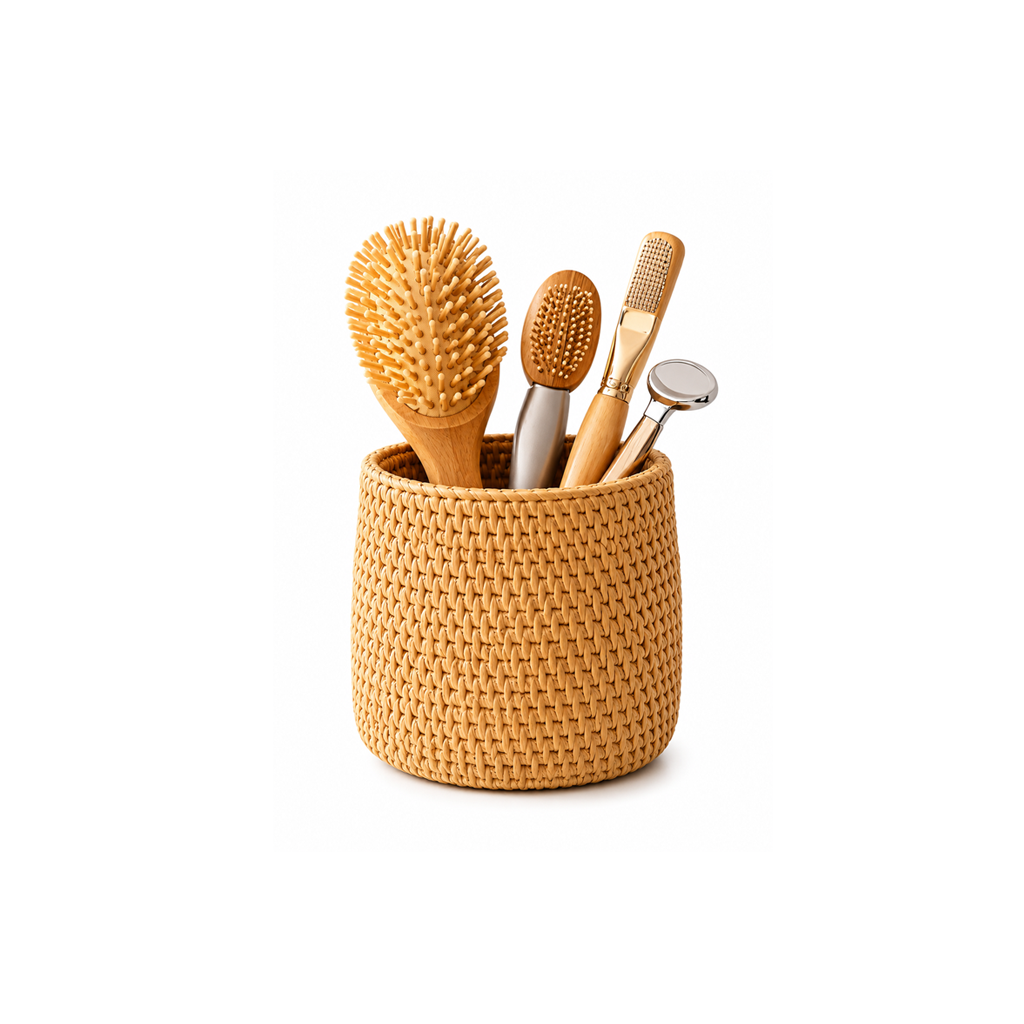 Organizador de Mesa em Rattan Kit 4 Porta Lápis, Objetos | Lecce 1
